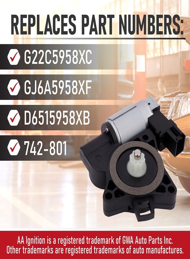 AA Ignition Front Left Power Window Lift Motor - Compatible with Mazda - 3, 5, 6, 3 Sport, CX-7, CX-9, RX-8 ​- Replaces G22C5958XC, GJ6A5958XF, D6515958XB - 03, 04, 05, 06, 07, 08, 09, 10, 11, 12, 13, 14-17 - Image 3